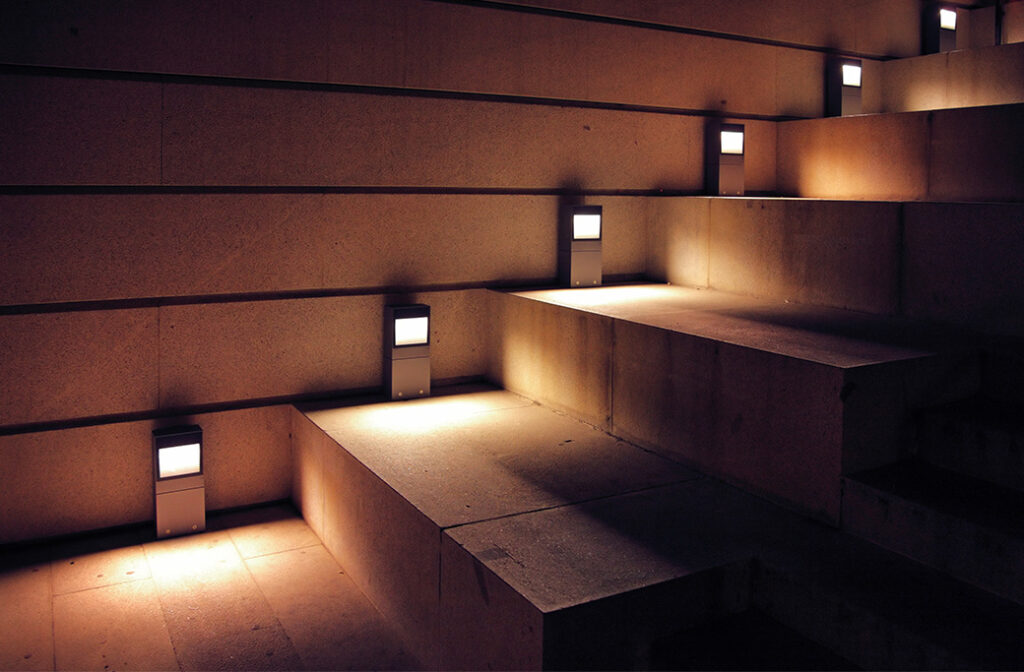 Well-lit home entrance and pathway designed for safer visibility after dark.